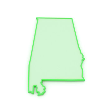 Three-dimensional map of Alabama. USA.