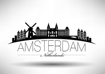 Naklejka premium Amsterdam City Typography Design