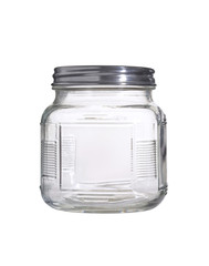 one empty bottle on white background