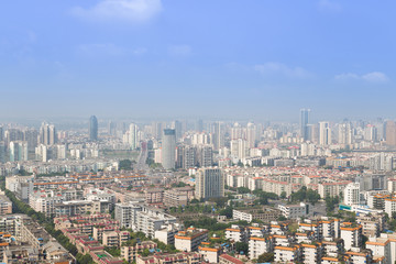 Naklejka premium mianyang,china, city panorama with blue sky