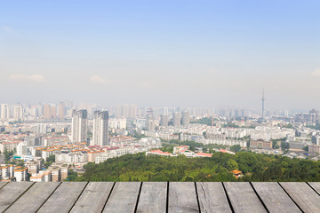 mianyang,china, city panorama  with blue sky