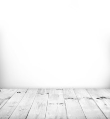 White room with white wood floor