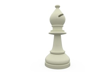 Digitally generated white bishop standing alone