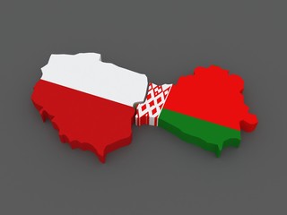 Poland and Belarus. map.