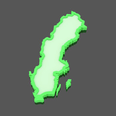 Fototapeta premium Three-dimensional map of Sweden.