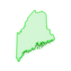 Three-dimensional map of Maine. USA.