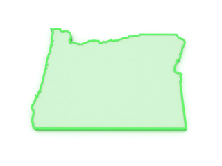 Three-dimensional map of Oregon. USA.