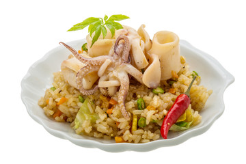 Fried rice with calamari