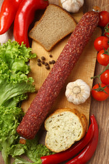 Salami and vegetables