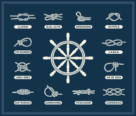 Fototapeta premium Nautical rope knots set