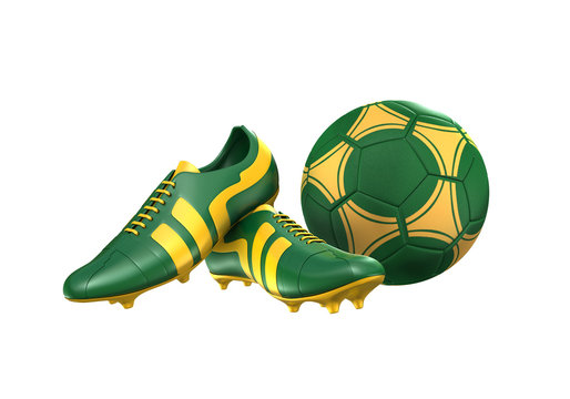 3D Soccer Ball And Football Boots