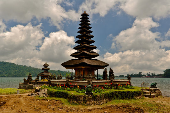 Pura Ulun Danu temple on a lake Beratan in Bali island