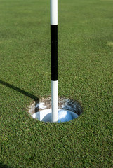 Black and White Golf Pin in Hole