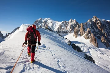 Deurstickers Alpinisme Enterprise, toewijding, teamwork: bergbeklimmende concepten.