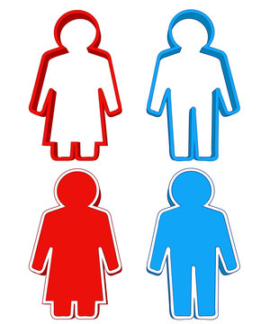 red woman and blue man 3d icon couple vector