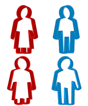red woman and blue man 3d icon concept vector