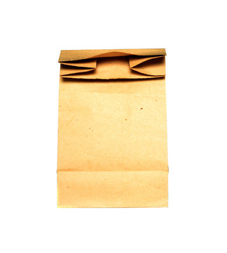 Brown paper bag isolated on white