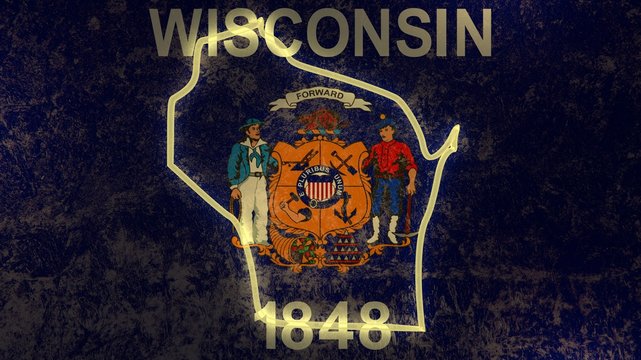 neon shining outline map of the wisconsin