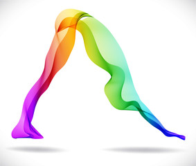 Yoga pose, Abstract color background