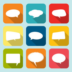 Collection of comic style white speech bubbles.