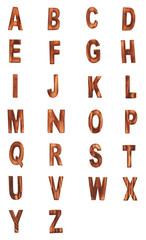complete English alphabet - collage of 26 isolated vintage wood