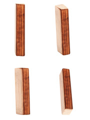 English alphabet  I - collage of 4 isolated vintage wood