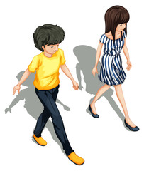 Fototapeta premium Topview of people walking