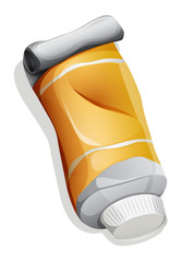 A birdeye view of the orange medicine tube