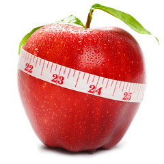 Red apple with tapeline