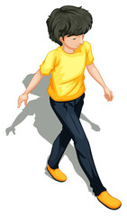 A topview of a man walking