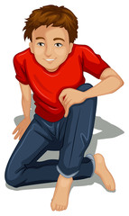 A topview of a boy sitting down
