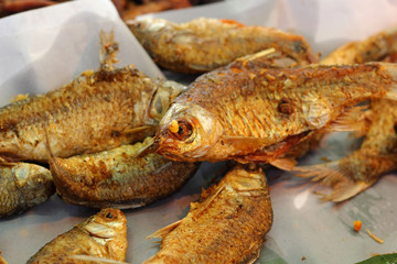 Grilled fish in the market