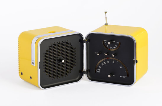 Stylish vintage yellow transistor radio