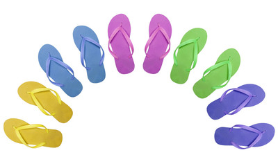 colorful beach shoes isolated on white