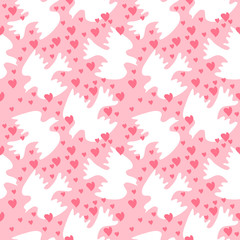 Seamless pattern with white sweethearts