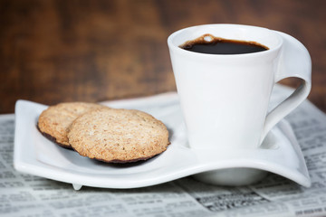 Cup of coffee and cookies.