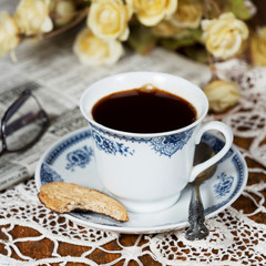 Obraz na płótnie Canvas Cup of coffee and cookie.