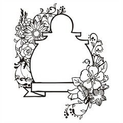 Flower vintage frame drawing vector