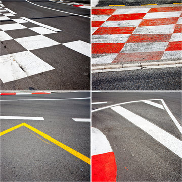 Car race asphalt and curb on Monaco Montecarlo Grand Prix street circuit