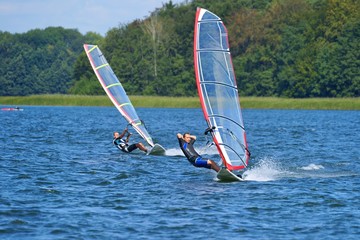 Windsurfing on the lake Nieslysz, Poland
