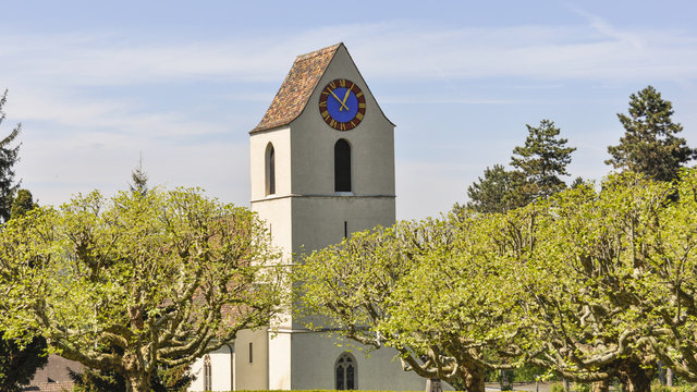 M&uuml;nchenstein, Dorf, Baselland, Basel, Kirche, Fr&uuml;hling, Schweiz