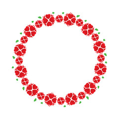 Wreath of red flowers like hearts