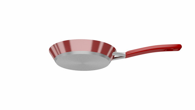 Frying pan spin on white background