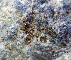 Crystal,nugget, gold, bronze, copper, iron. Macro.