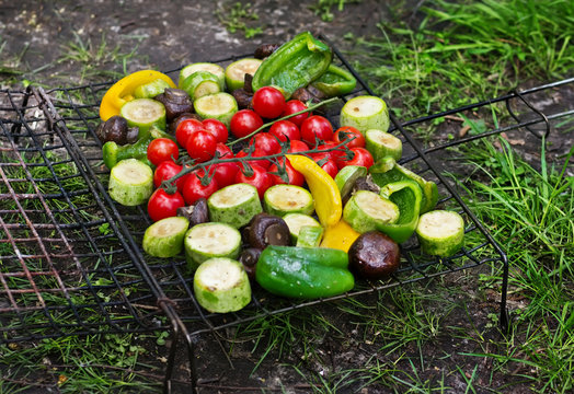 Fresh vegetables for grilling outdoors