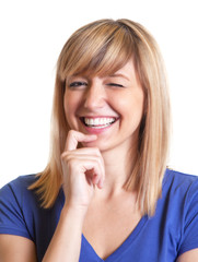 Fototapeta premium Frau mit dunklen Augen beim Flirten