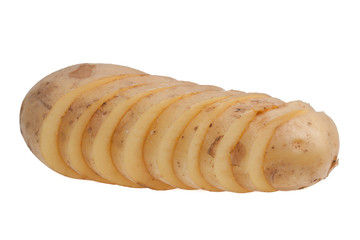 Potato slice isolated on white background