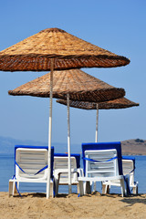 Mediterranean beach during hot summer day