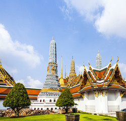 Naklejka premium Stupa at Wat Phra Kaew temple (pagoda in temple of the Emerald B