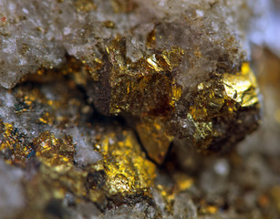 Nugget, gold, bronze, copper.  Macro. Extreme closeup